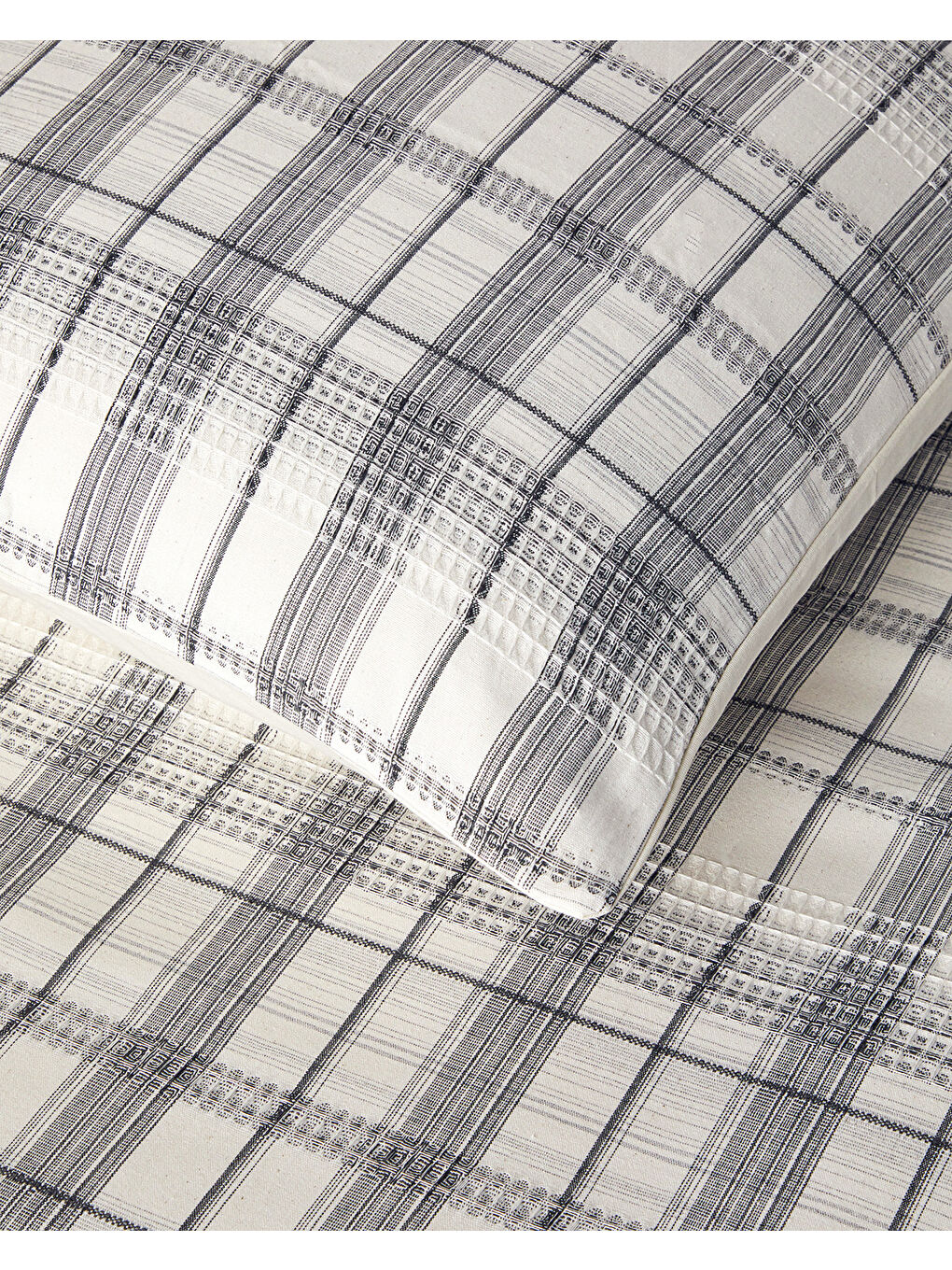 Waffle Check İpliği Boyalı Çift Kişilik Nevresim Takımı 200x220 cm Gri-4