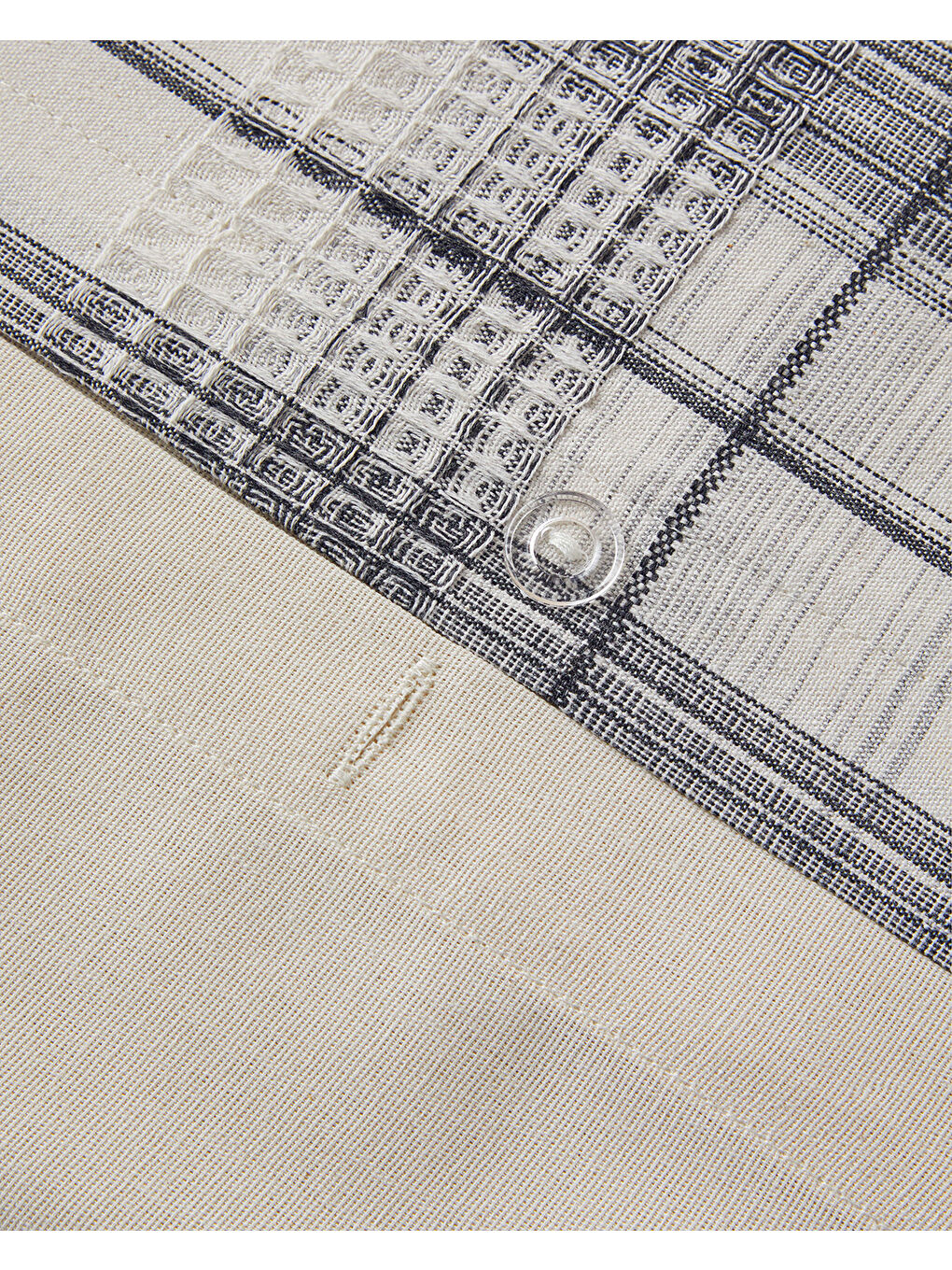 Waffle Check İpliği Boyalı Çift Kişilik Nevresim Takımı 200x220 cm Gri-5