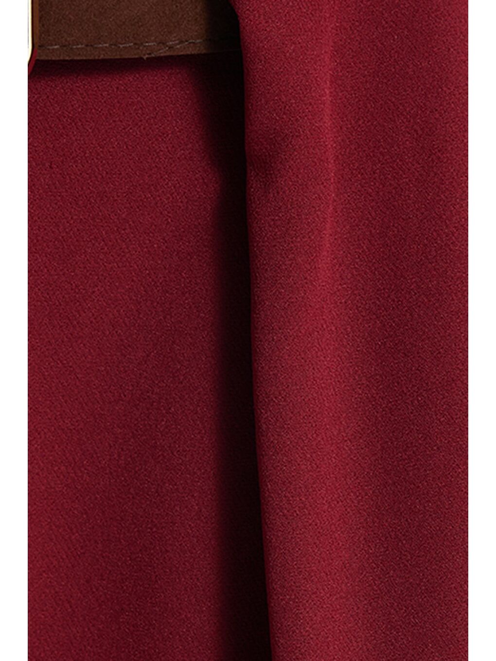 Kadın Relax Fit Rahat Kesim Pileli Çift Çepli Kemerli Bordo Pantolon-4