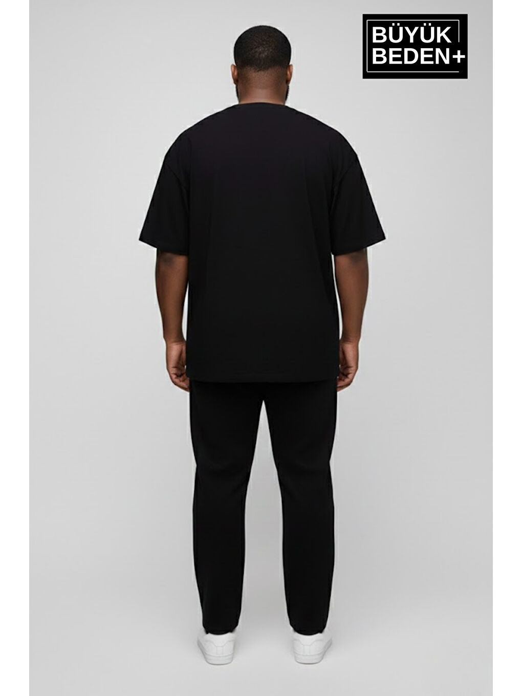 Siyah Büyük Beden Erkek Basic Tişört – Pamuklu Düz T-Shirt 3XL-6XL SPR26BTS10-3