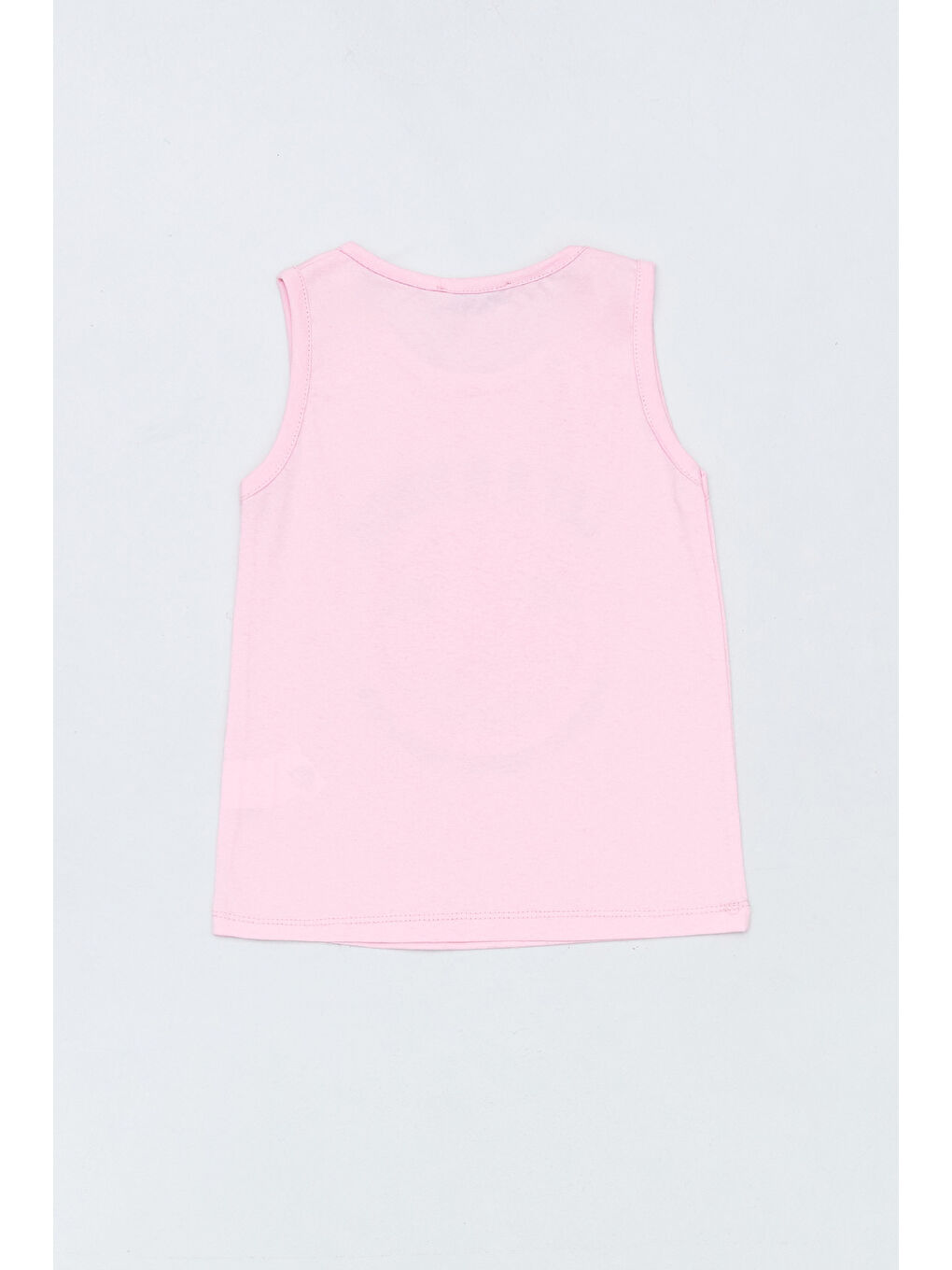 Pembe Baskılı Kız Çocuk Kolsuz Tişört-1