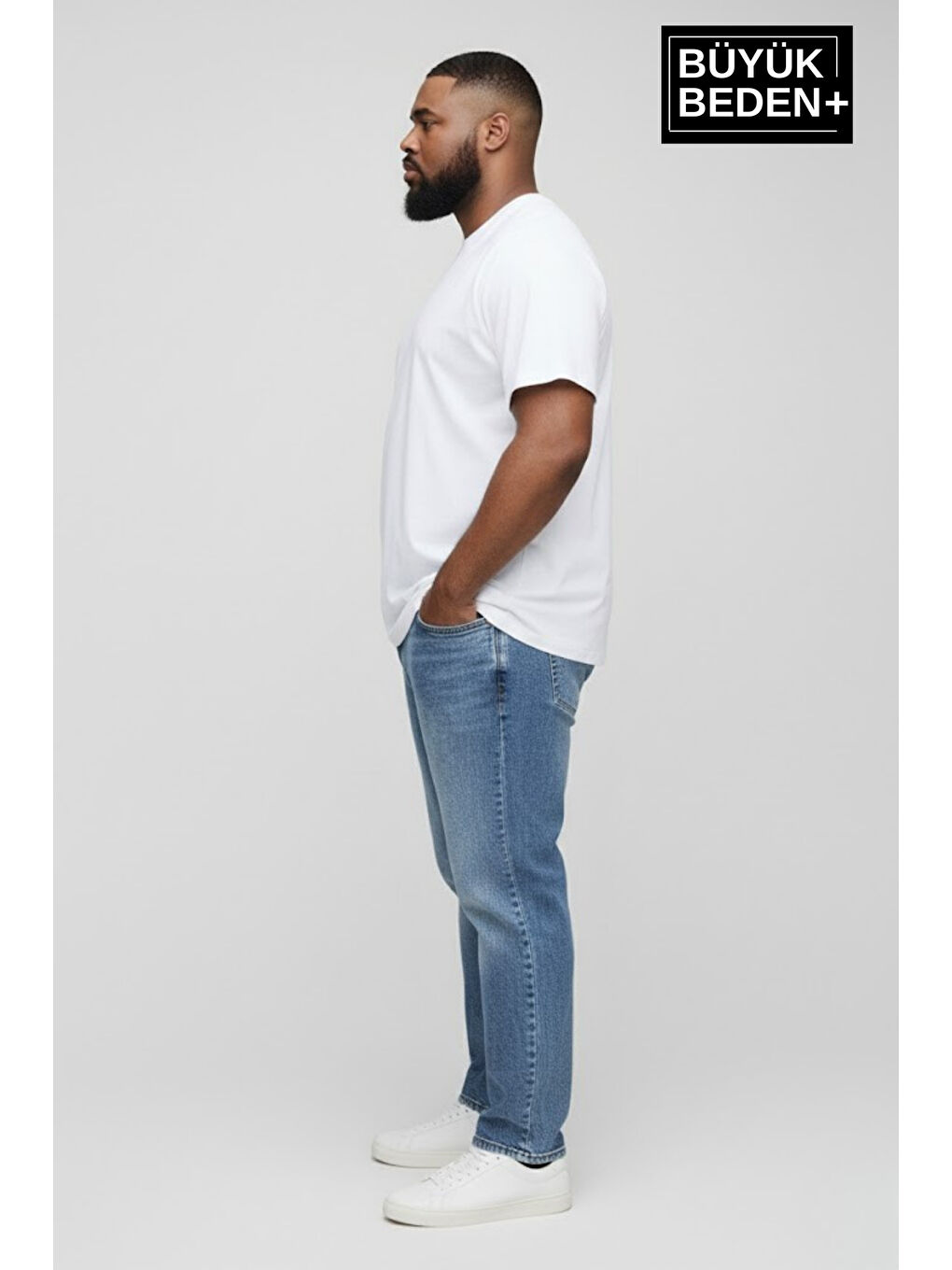 Beyaz Büyük Beden Erkek Basic Tişört – Pamuklu Düz T-Shirt 3XL-6XL SPR26BTS10-1