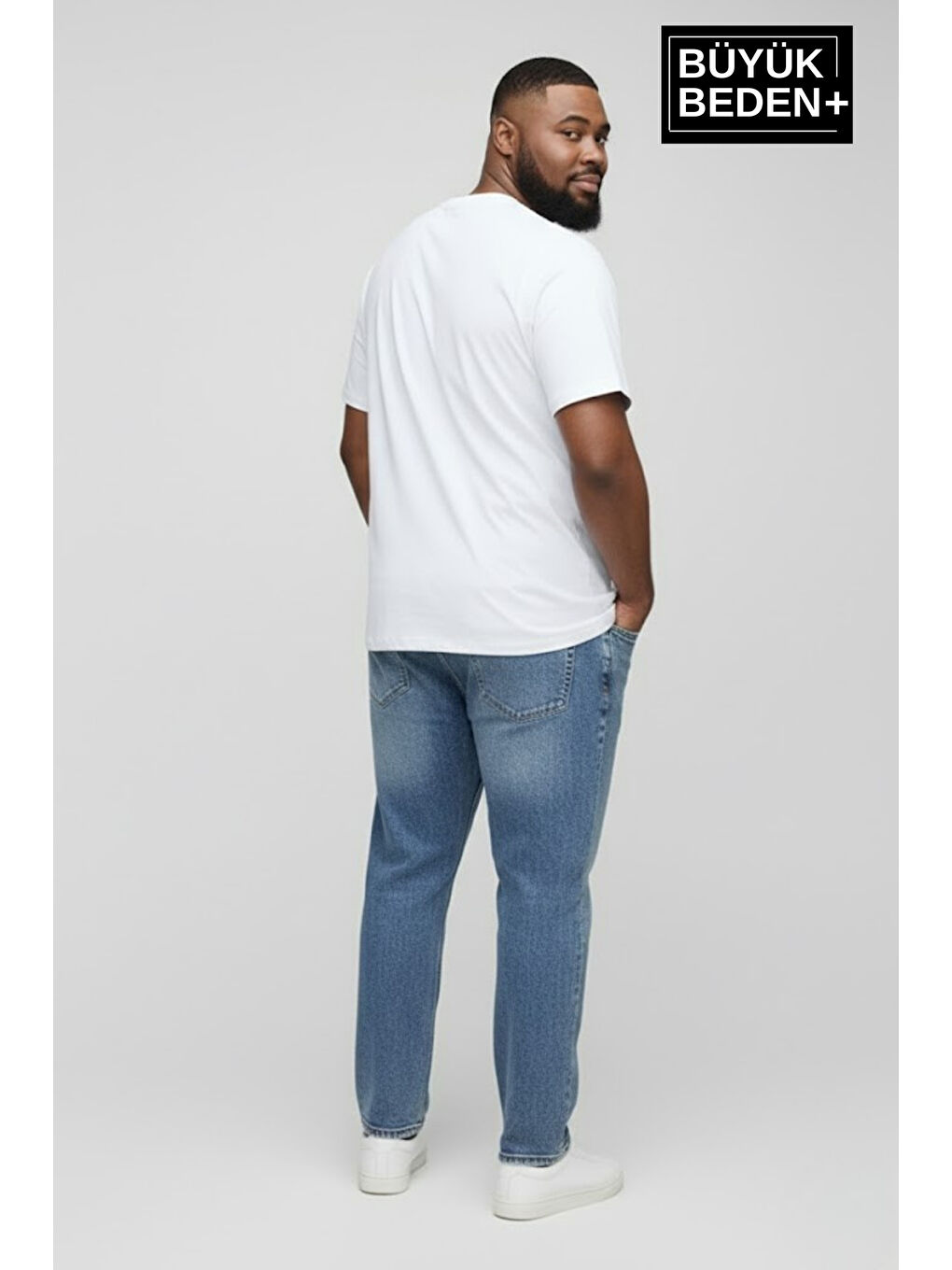 Beyaz Büyük Beden Erkek Basic Tişört – Pamuklu Düz T-Shirt 3XL-6XL SPR26BTS10-2