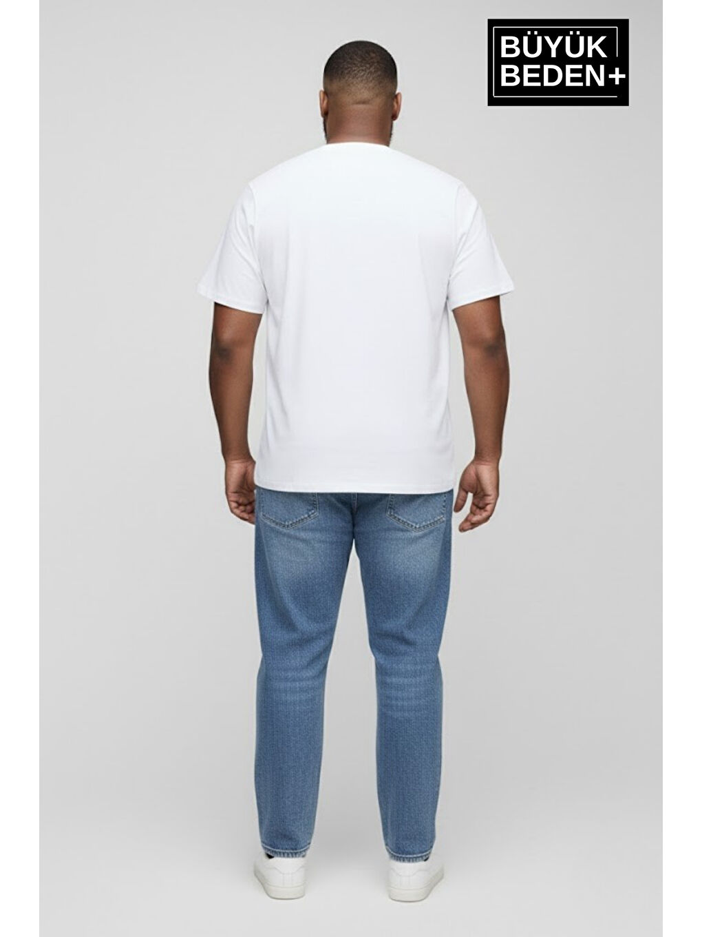 Beyaz Büyük Beden Erkek Basic Tişört – Pamuklu Düz T-Shirt 3XL-6XL SPR26BTS10-3