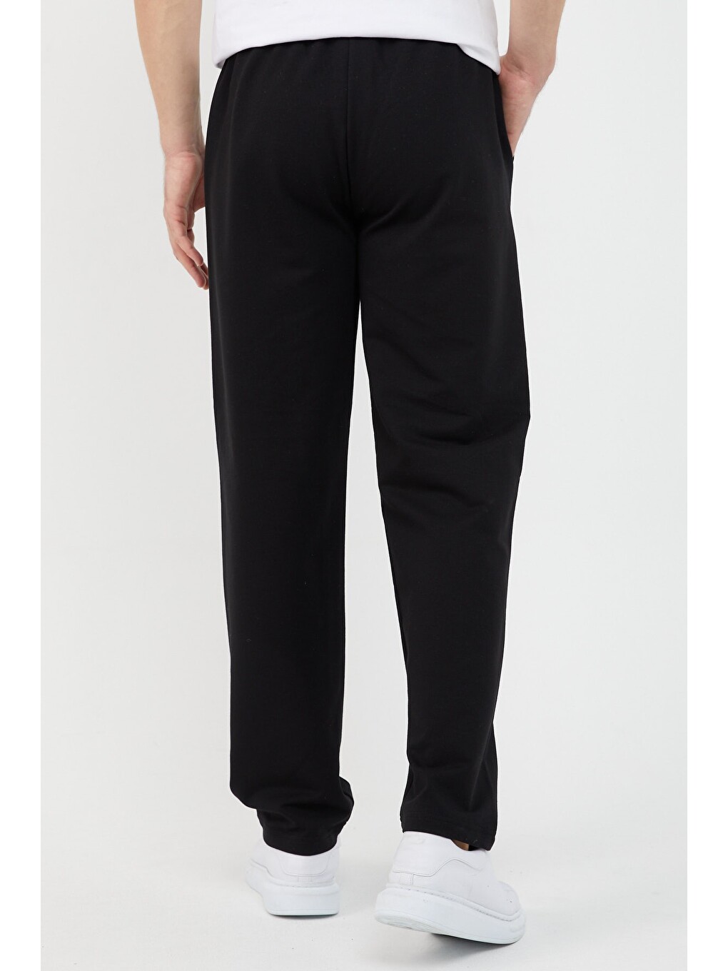 Siyah Relaxed Fit Bisiklet Yaka Sweatshirt Düz Paça Erkek Eşofman Takımı-5