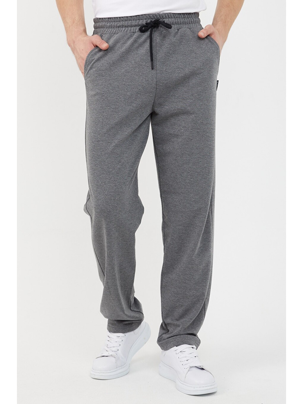 Antrasit Relaxed Fit Bisiklet Yaka Sweatshirt Düz Paça Erkek Eşofman Takımı-1