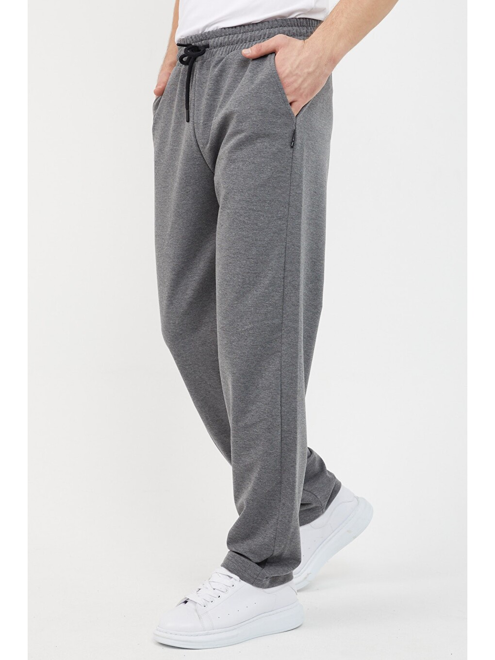 Antrasit Relaxed Fit Bisiklet Yaka Sweatshirt Düz Paça Erkek Eşofman Takımı-3