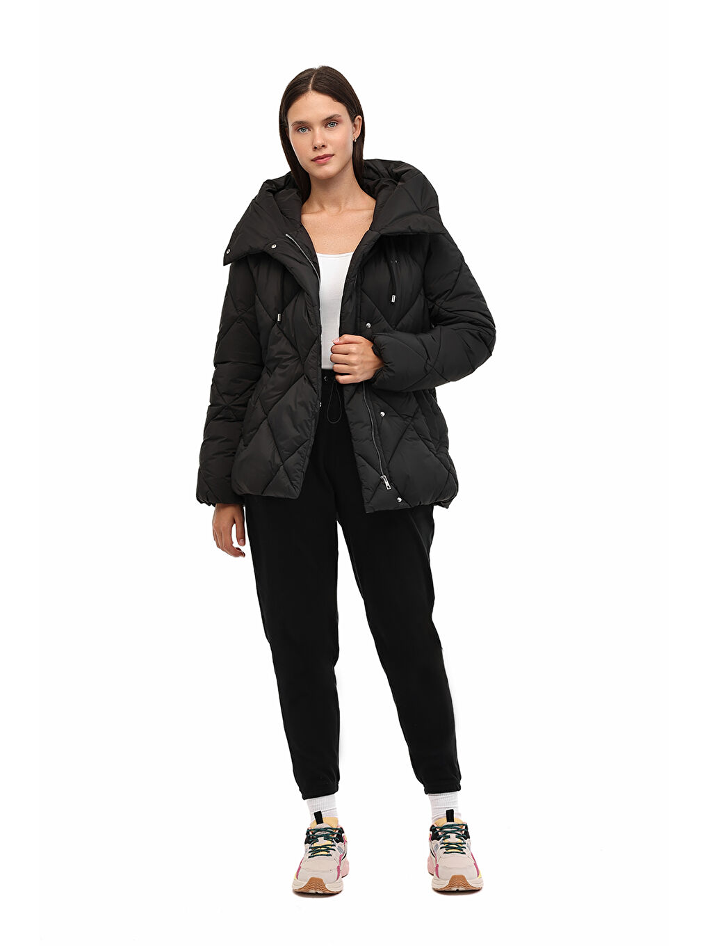 WL 2KELLY 5PR Siyah Kadın Kısa Kaban-2