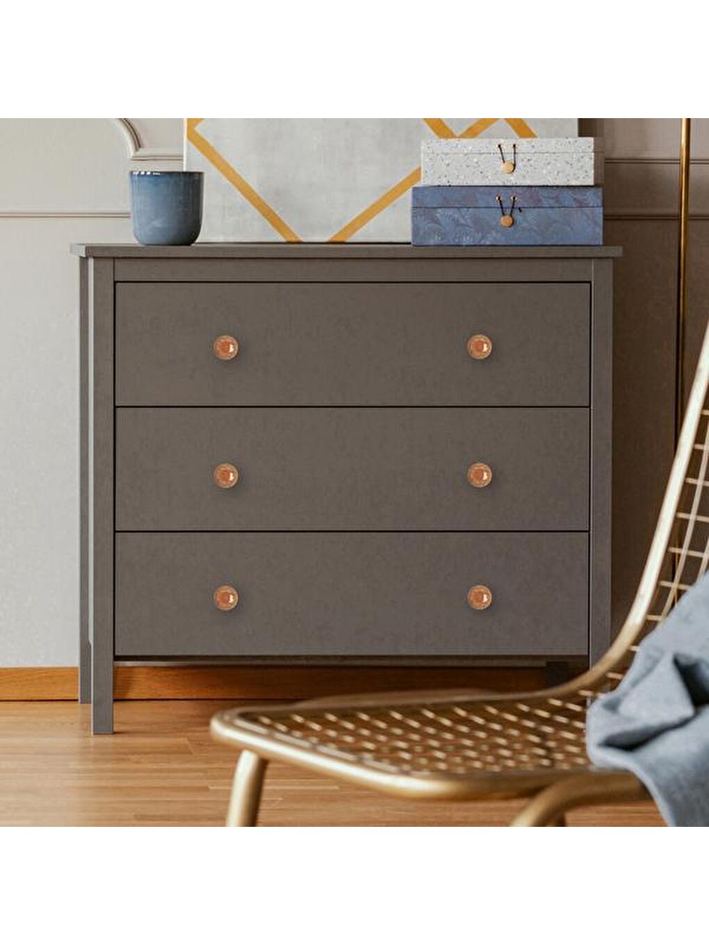 Kahverengi Yıldız Düğme Kulp - Kahve / Antik-2