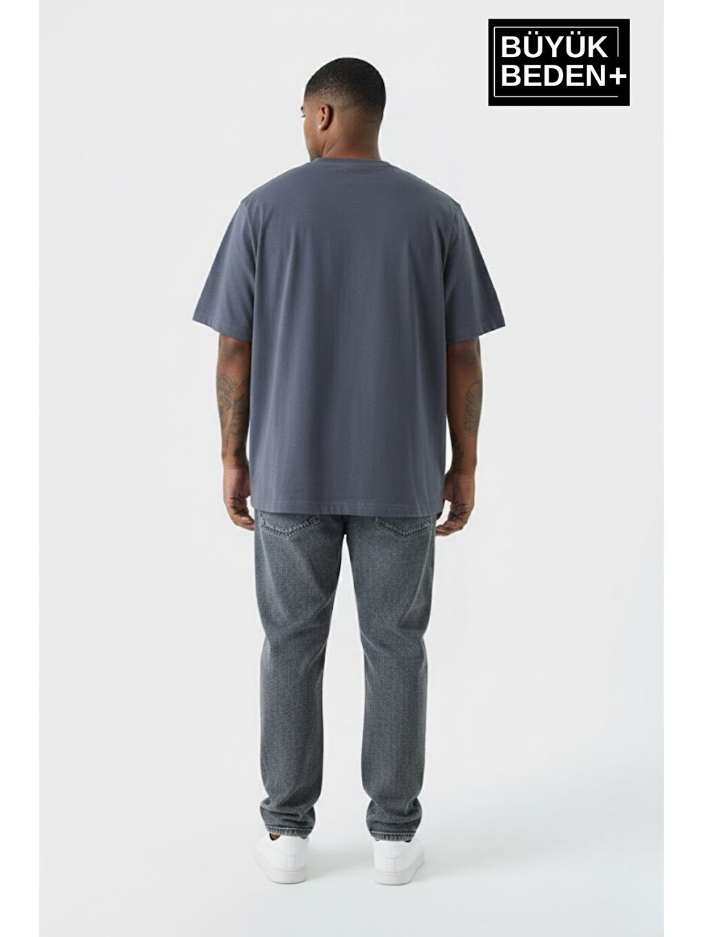 Gri Büyük Beden Erkek Basic Tişört – Pamuklu Düz T-Shirt 3XL-6XL SPR26BTS10-3