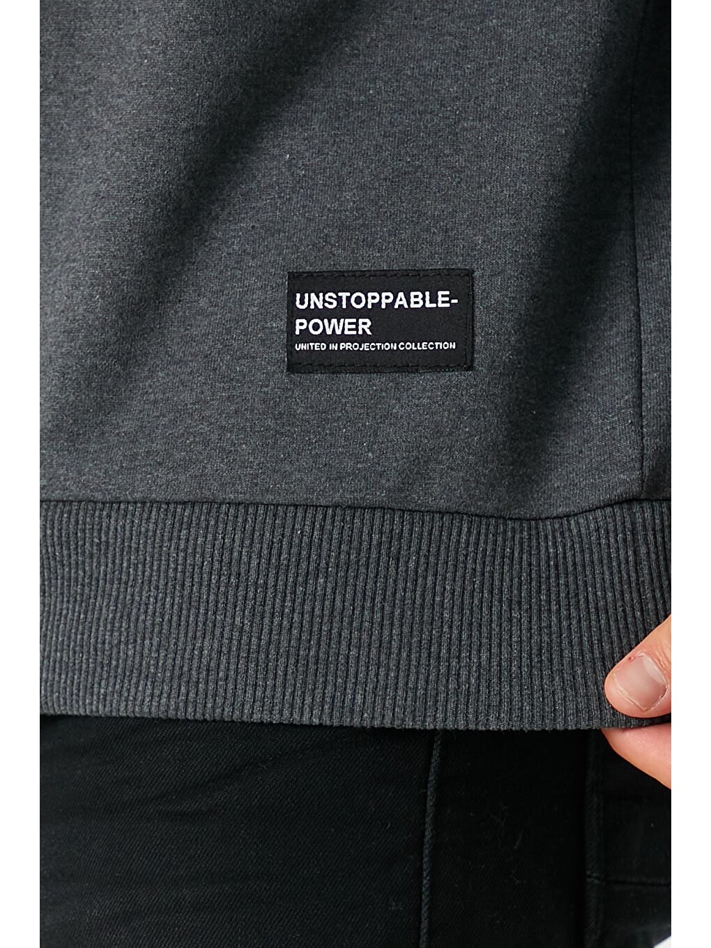 Antrasit Relaxed Fit Bisiklet Yaka Sweatshirt Düz Paça Erkek Eşofman Takımı-6