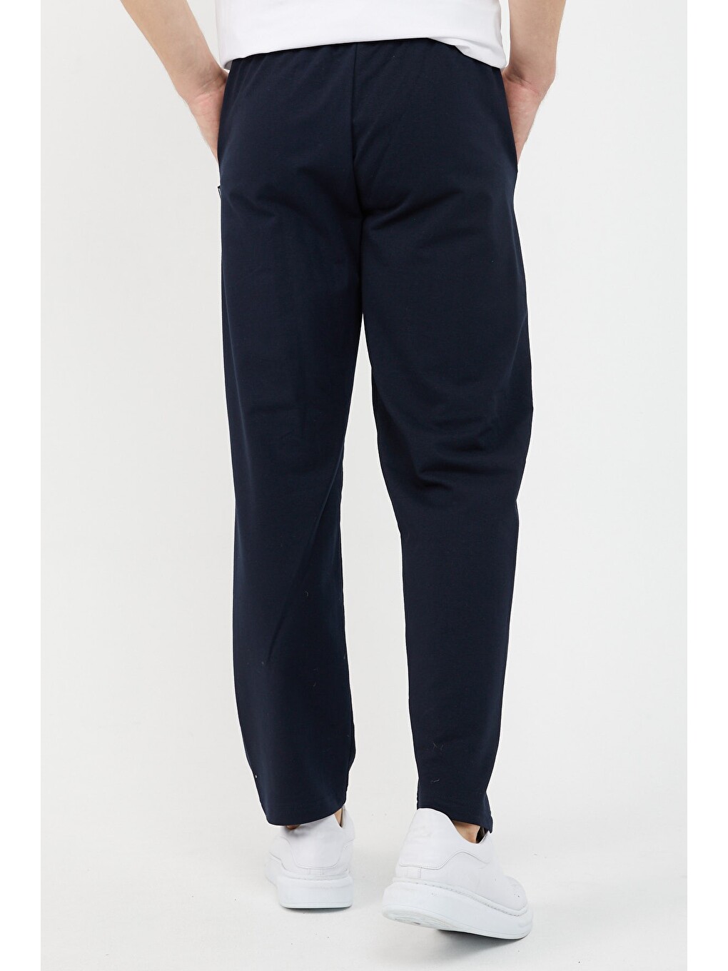 Lacivert Relaxed Fit Bisiklet Yaka Sweatshirt Düz Paça Erkek Eşofman Takımı-5