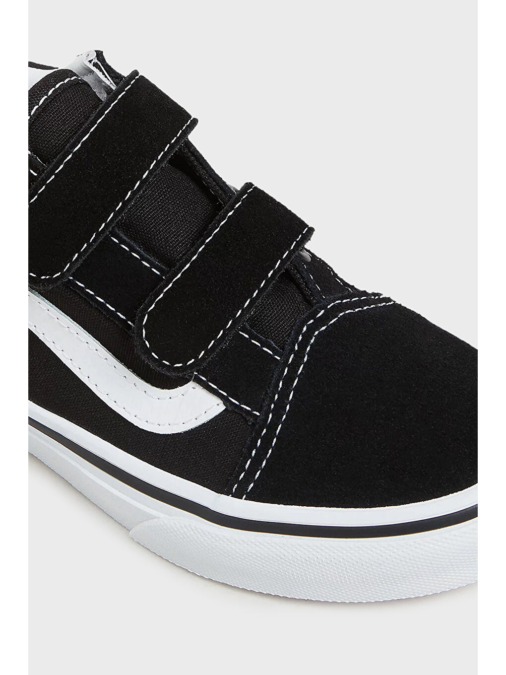Vans Siyah Uy Old Skool V Cırt Cırtlı Deri Sneaker Unisex Çocuk Ayakkabı VN000VHE6BT1 - 2