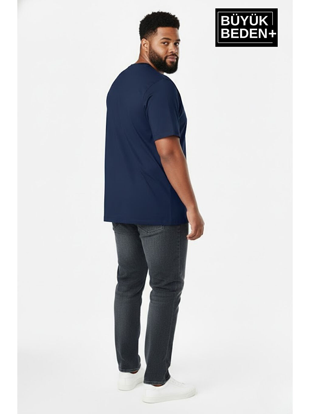 Lacivert Büyük Beden Erkek Basic Tişört – Pamuklu Düz T-Shirt 3XL-6XL SPR26BTS10-1