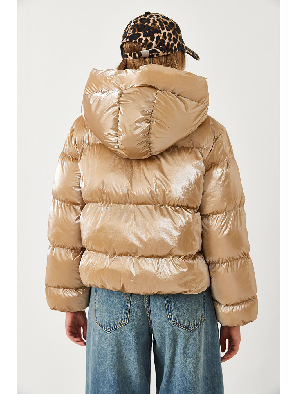 Kahverengi Kadın Kapüşonlu Chine Şişme Mont-6