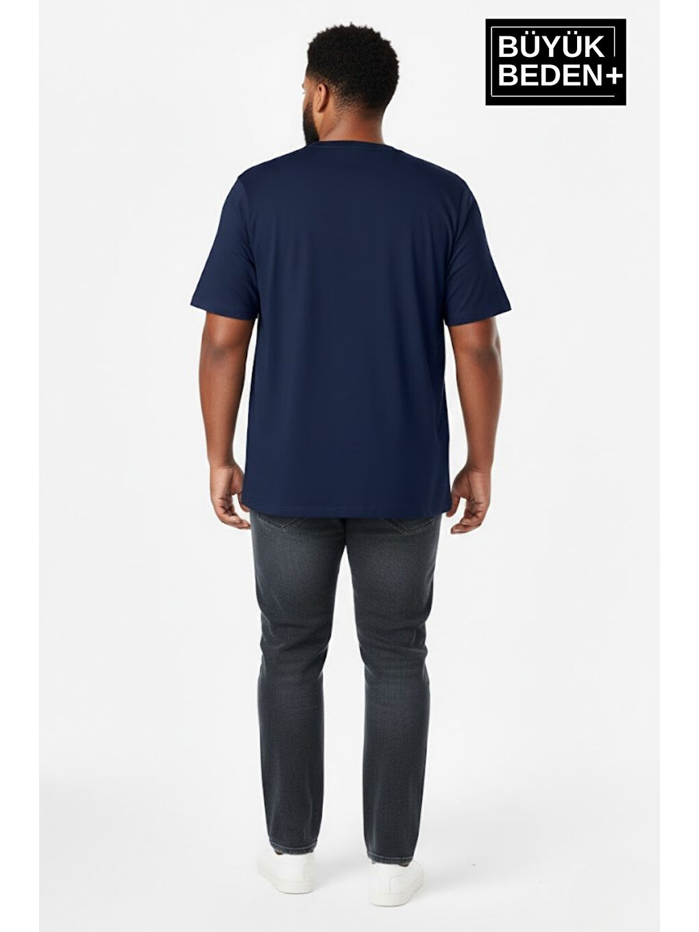 Lacivert Büyük Beden Erkek Basic Tişört – Pamuklu Düz T-Shirt 3XL-6XL SPR26BTS10-3