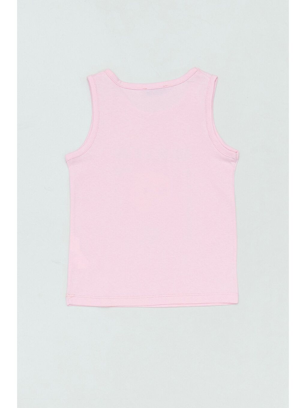 Pembe %100 Pamuk Kedi Baskılı Kalın Askılı Kız Çocuk Tişört-2