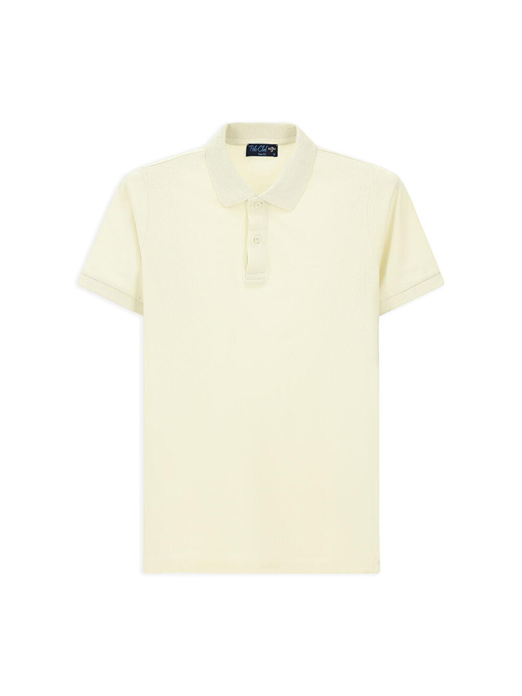 Bej Polo Yaka Slim Fit Dar Kesim Nakışlı Pamuk %100 Pamuk Tişört-5