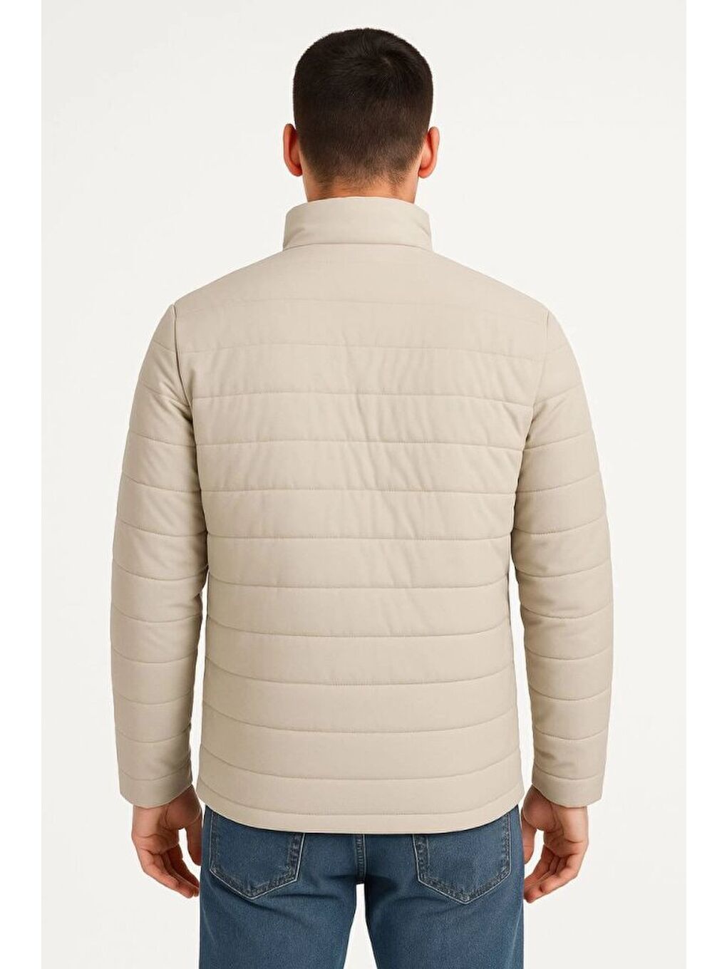 Erkek Bomber Mont – Su İtici Kumaş, Kapitone Astarlı, Fermuarlı, Kışlık - Bej-1