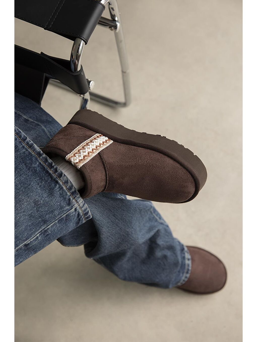 Kahverengi Rosso Kadın İçi Tüylü Kalın Taban Süet Yarım Bot Kahve