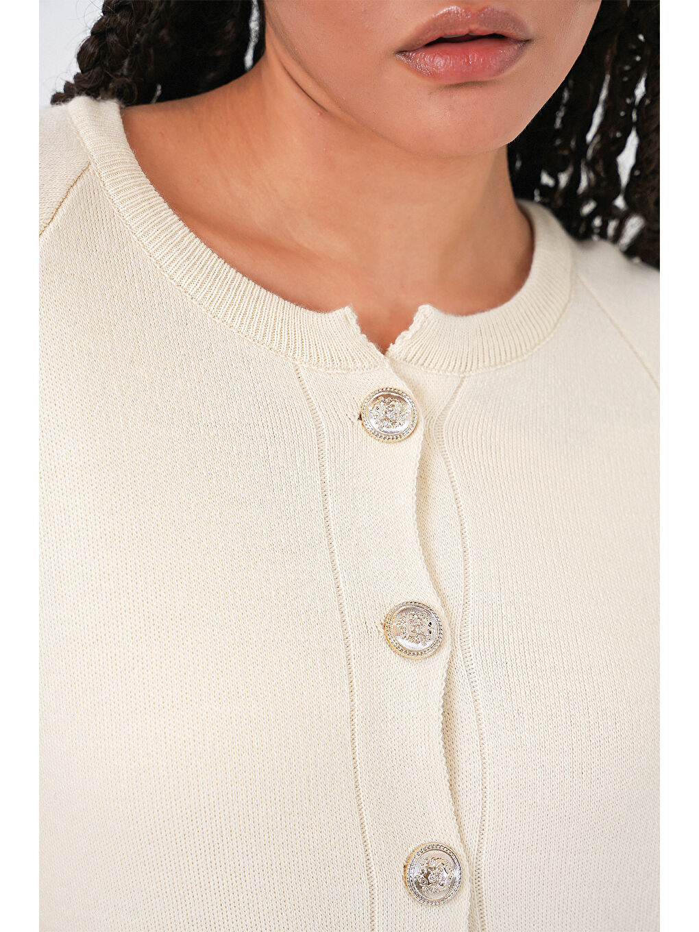 Kadın Triko Panço Hırka 15965 - Ekru-3