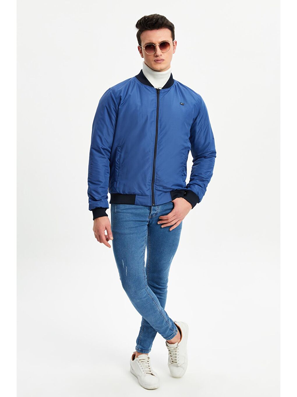 Mavi Erkek Suya ve Rüzgara Dayanıklı İçi Kapitone Elyaflı Mont M-6-1-8