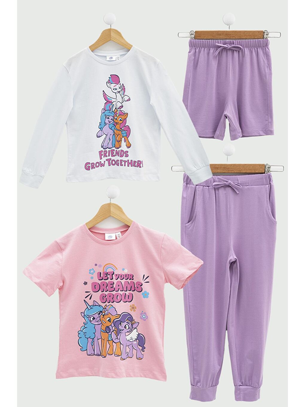 For You Kids Lila 4'lü My Little Ponny Tshirt Şort Pantolon Lila Takım