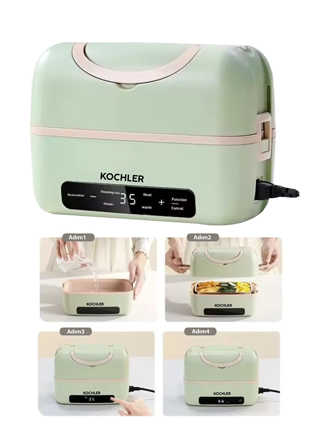 Yeşil Ev, Ofis ve Seyahat İçin Elektrikli Yemek Termosu ve Isıtıcı – 1,2 Lt – Sağlıklı ve BPA'sız