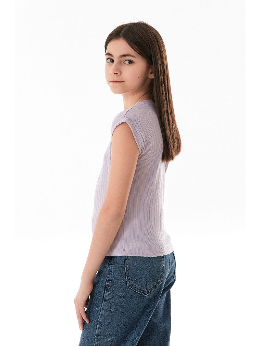 Lila Always Pretty Yazı Baskılı Kız Çocuk Tişört-2