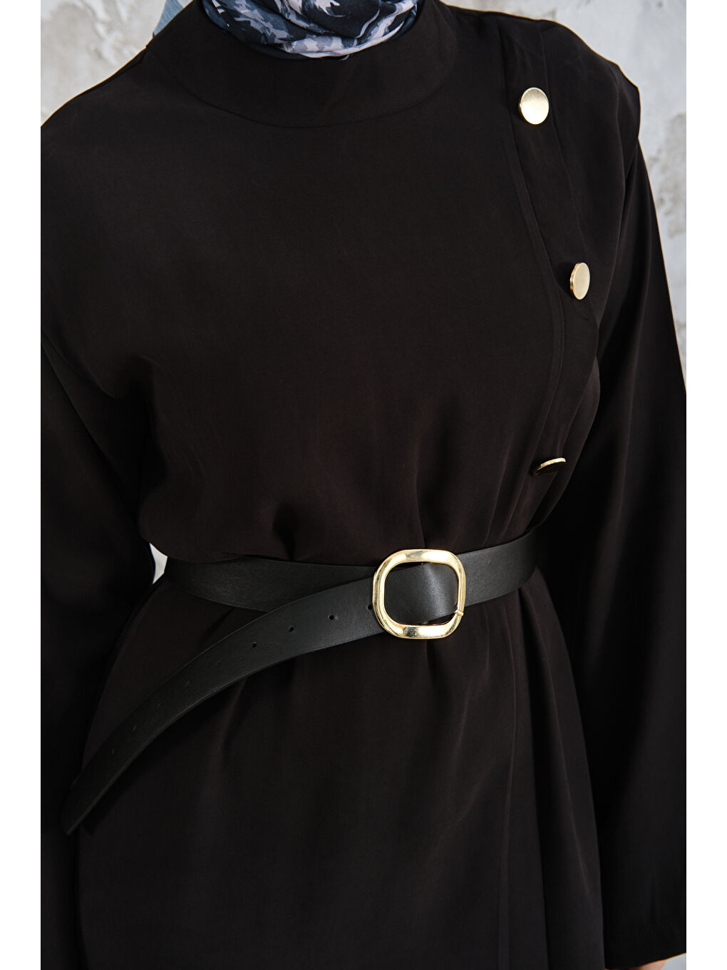 Kadın Kemerli Elbise Siyah-3