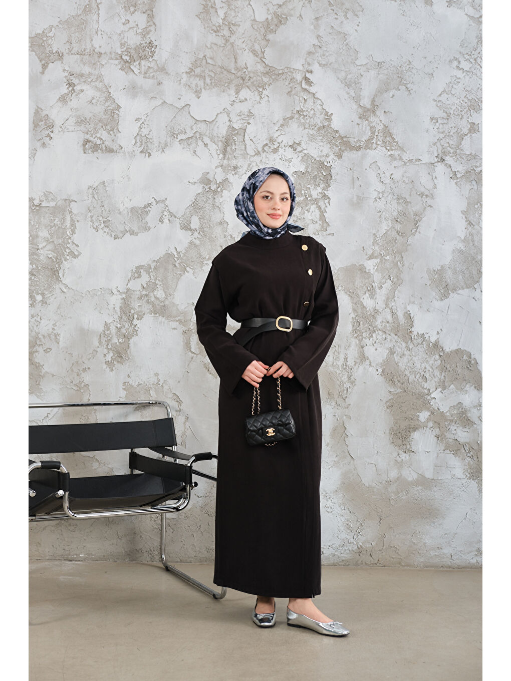 Kadın Kemerli Elbise Siyah-4