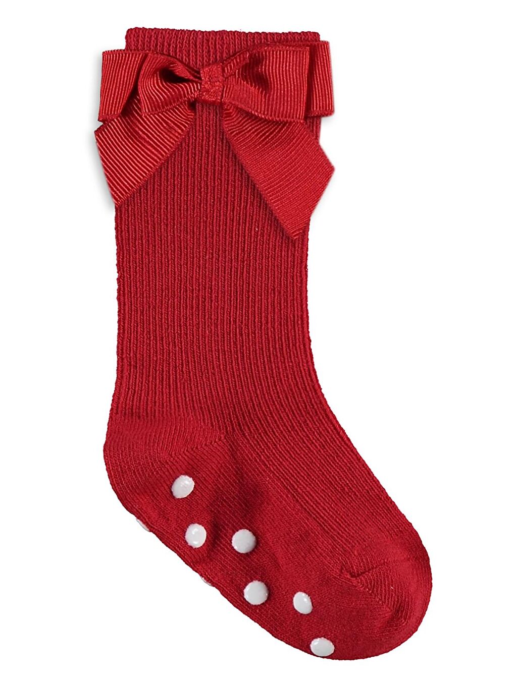 Beyaz Baby Fiyonk Aksesuarlı Kaydırmaz 2'li 6- Bebek Kız Çorap Set - Standart-4