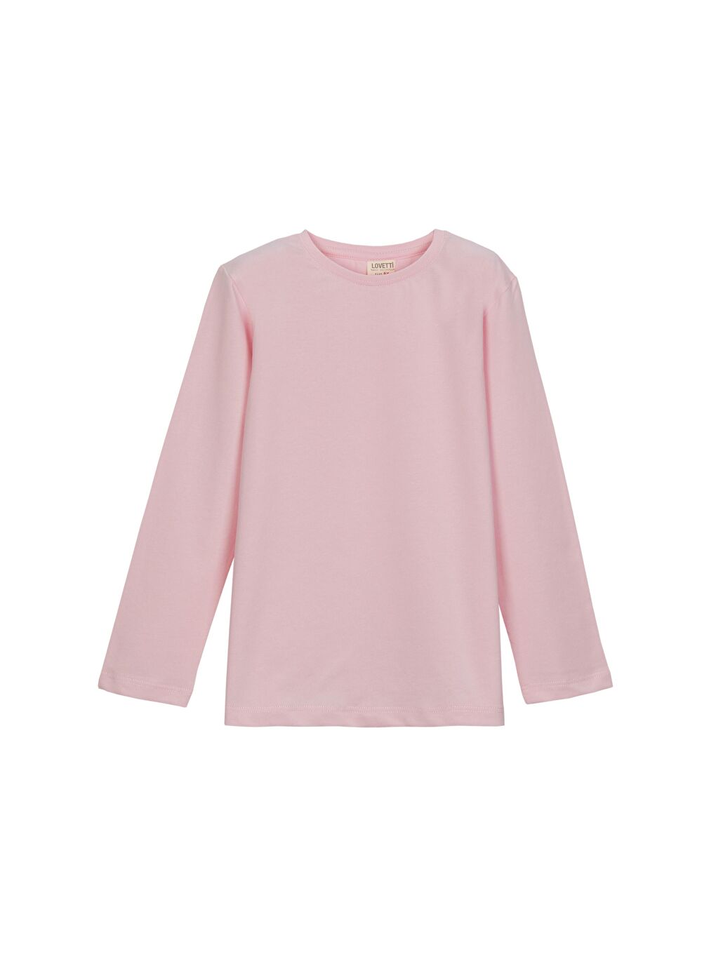 Pembe Uçuk pembe Unısex Sıfır Yaka Uzun Kollu Tişört