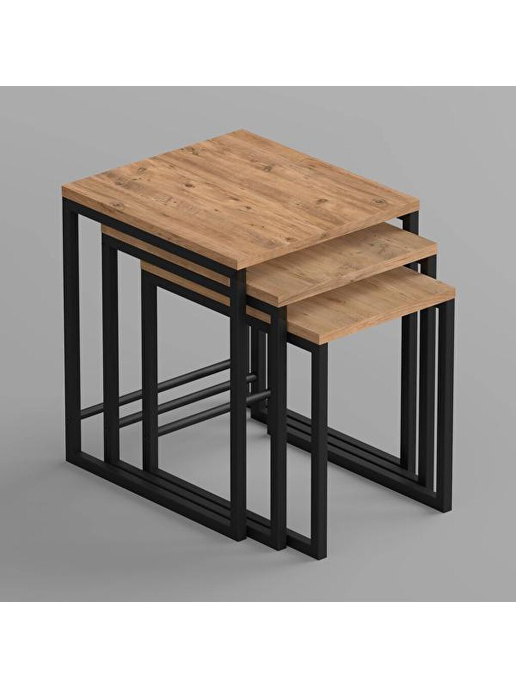 Kahverengi Arda Zigon Sehpa - Atlantik Çam - 50 cm-4