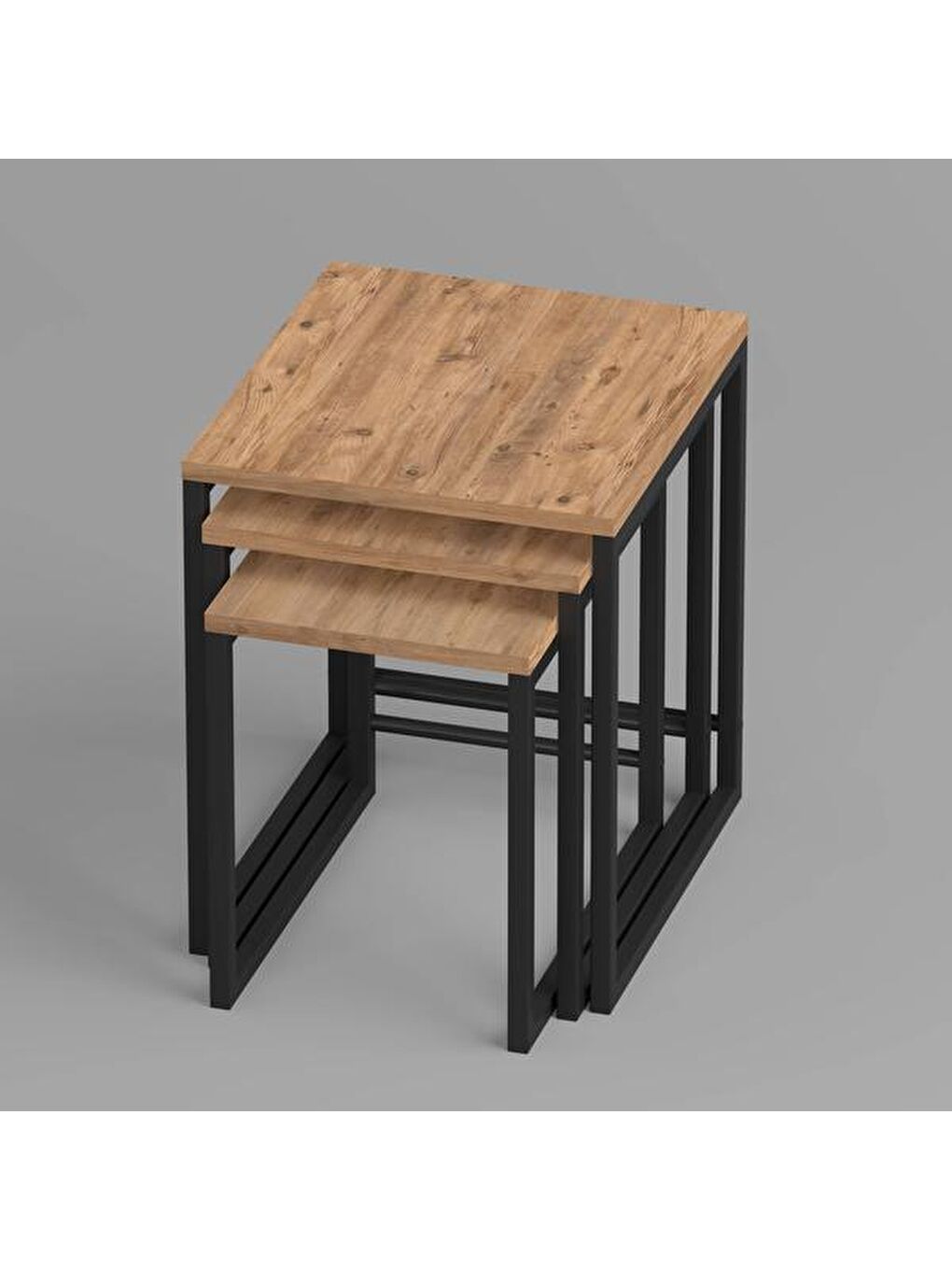 Kahverengi Arda Zigon Sehpa - Atlantik Çam - 50 cm-7