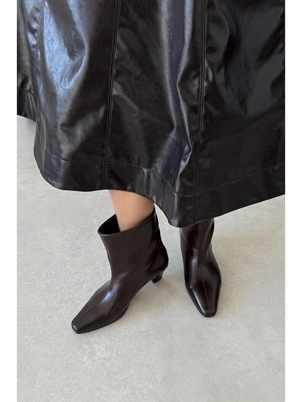 Kahverengi Viva Kadın Kırışık Deri Bot Kahve-3