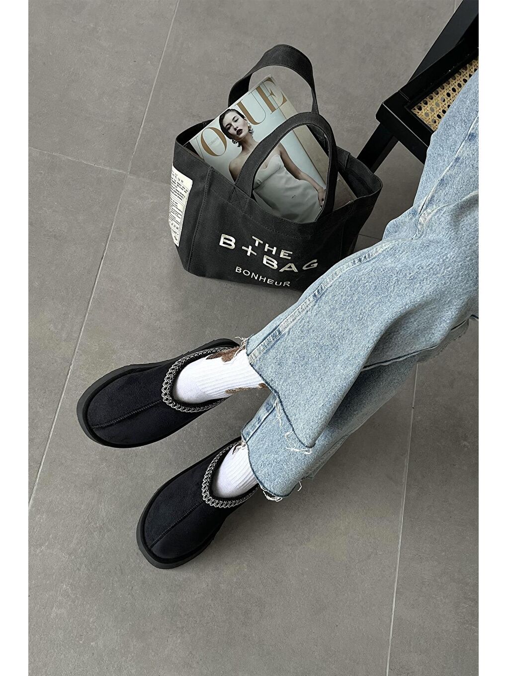 Belis Kadın Düz Taban Ev Terliği Siyah-1