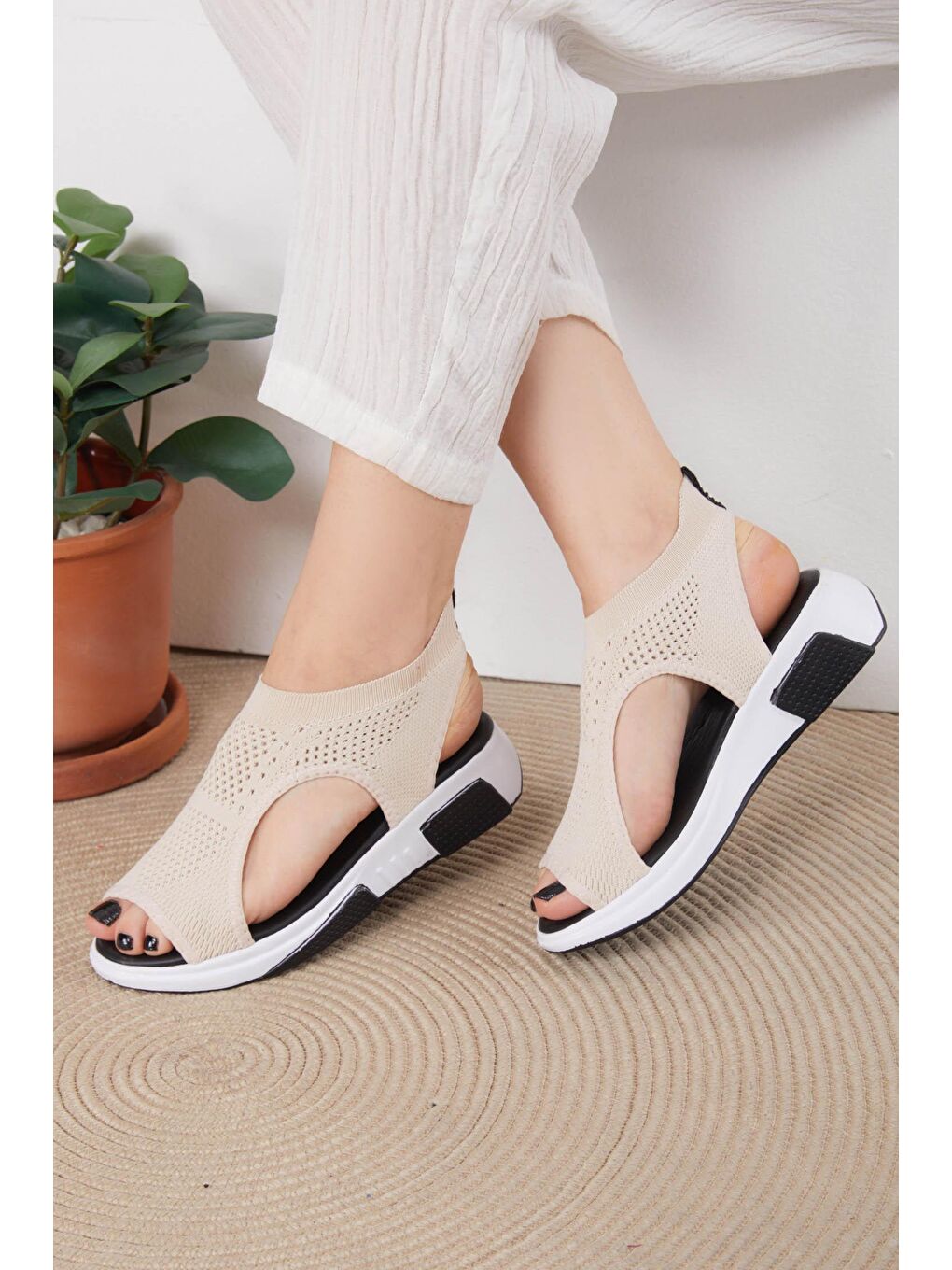 Kadın Bej Sandalet - 25831-1