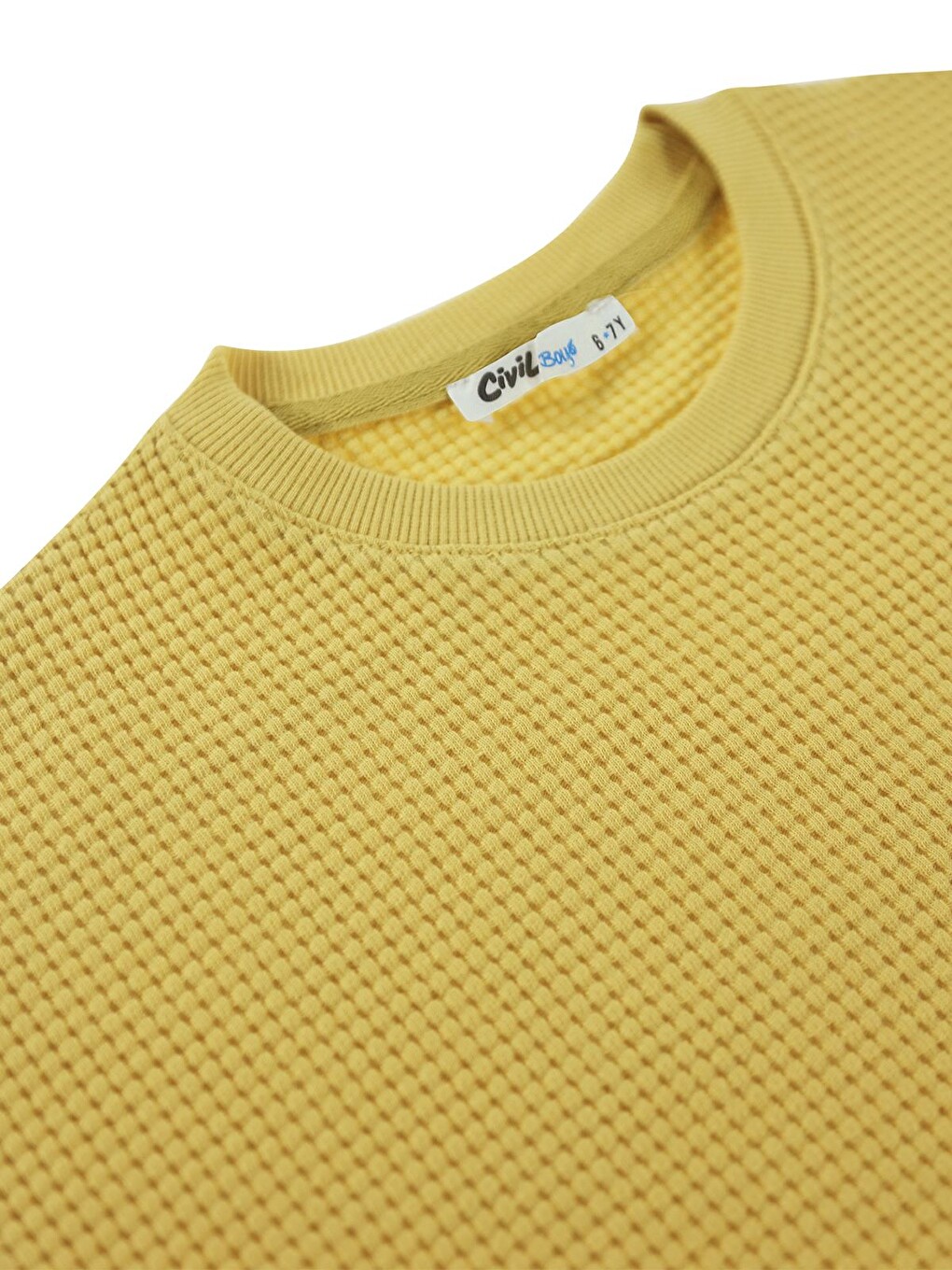 Boys Basic Waffle 10-13 Yaş Tişört - Sarı-1