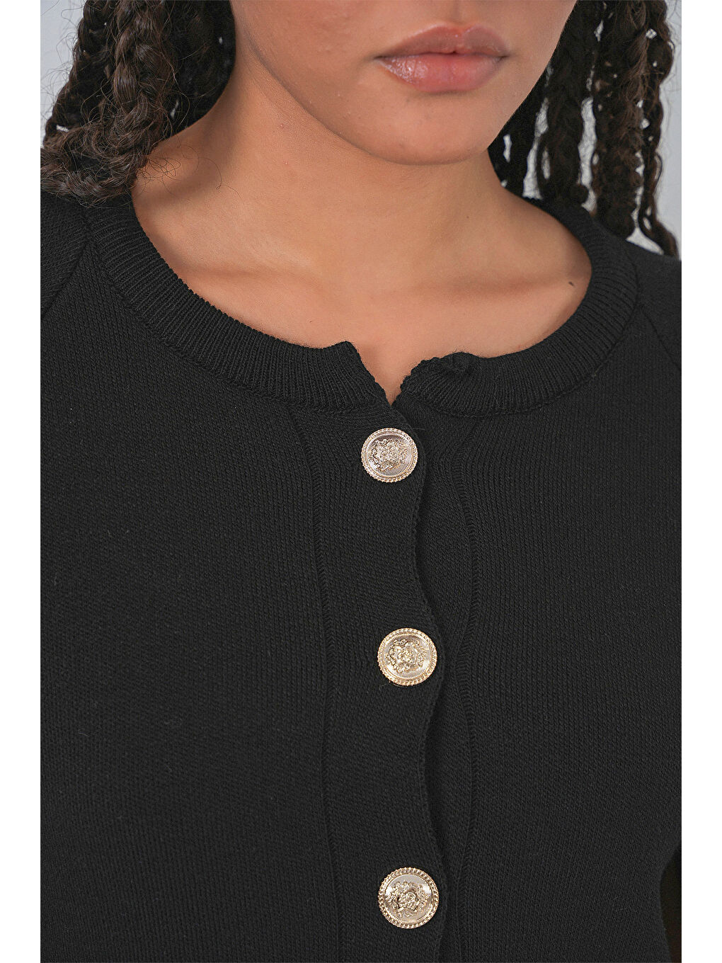 Kadın Triko Panço Hırka 15965 - Siyah-4