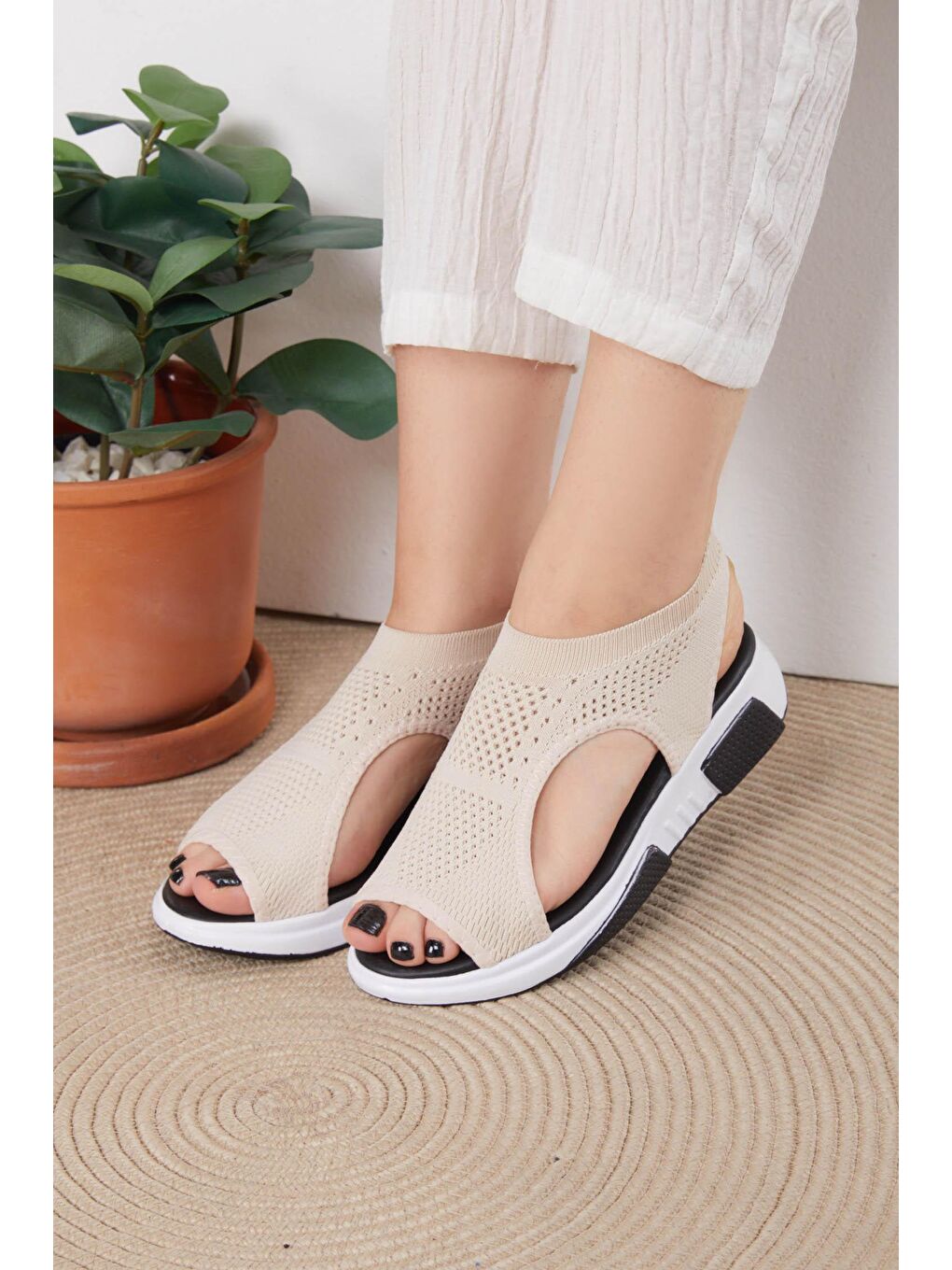 Kadın Bej Sandalet - 25831-2