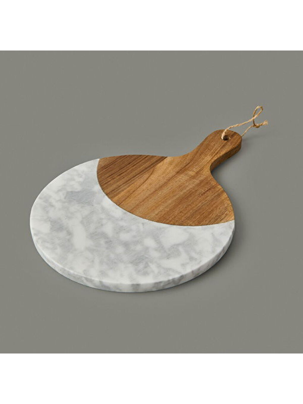 Kitchen Akasya Yuvarlak Sunum Tahtası - Kahverengi / Beyaz - 30x21 cm