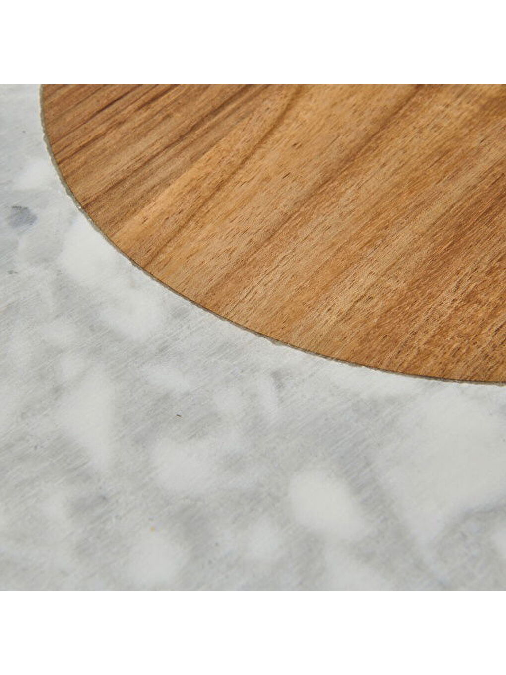 Kitchen Akasya Yuvarlak Sunum Tahtası - Kahverengi / Beyaz - 30x21 cm-3