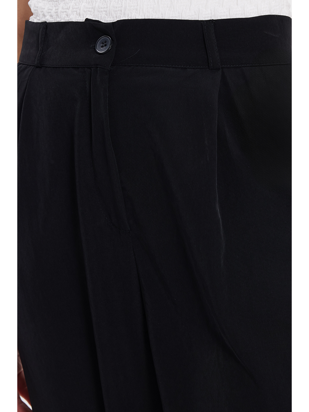 Kadın Relax Fit Rahat Kesim Düz Çift Cepli Siyah Pantolon-4
