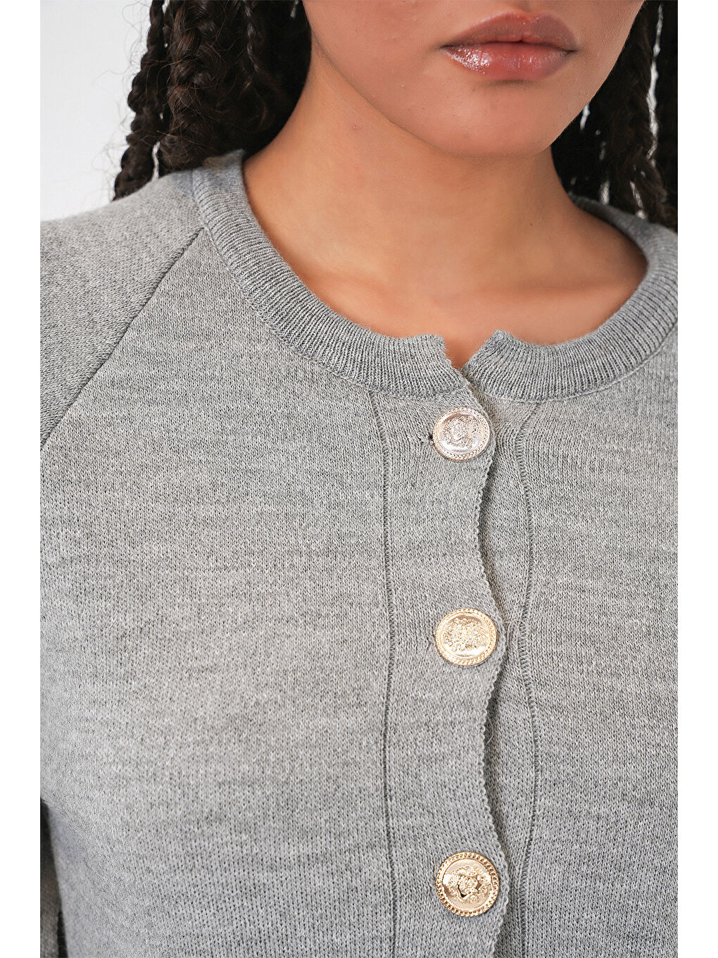 Kadın Triko Panço Hırka 15965 - Gri-4