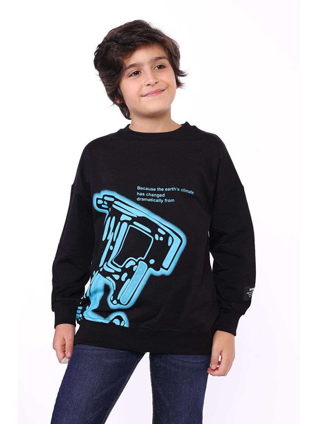 Toontoykids Siyah Erkek Çocuk Baskılı Sweatshirt