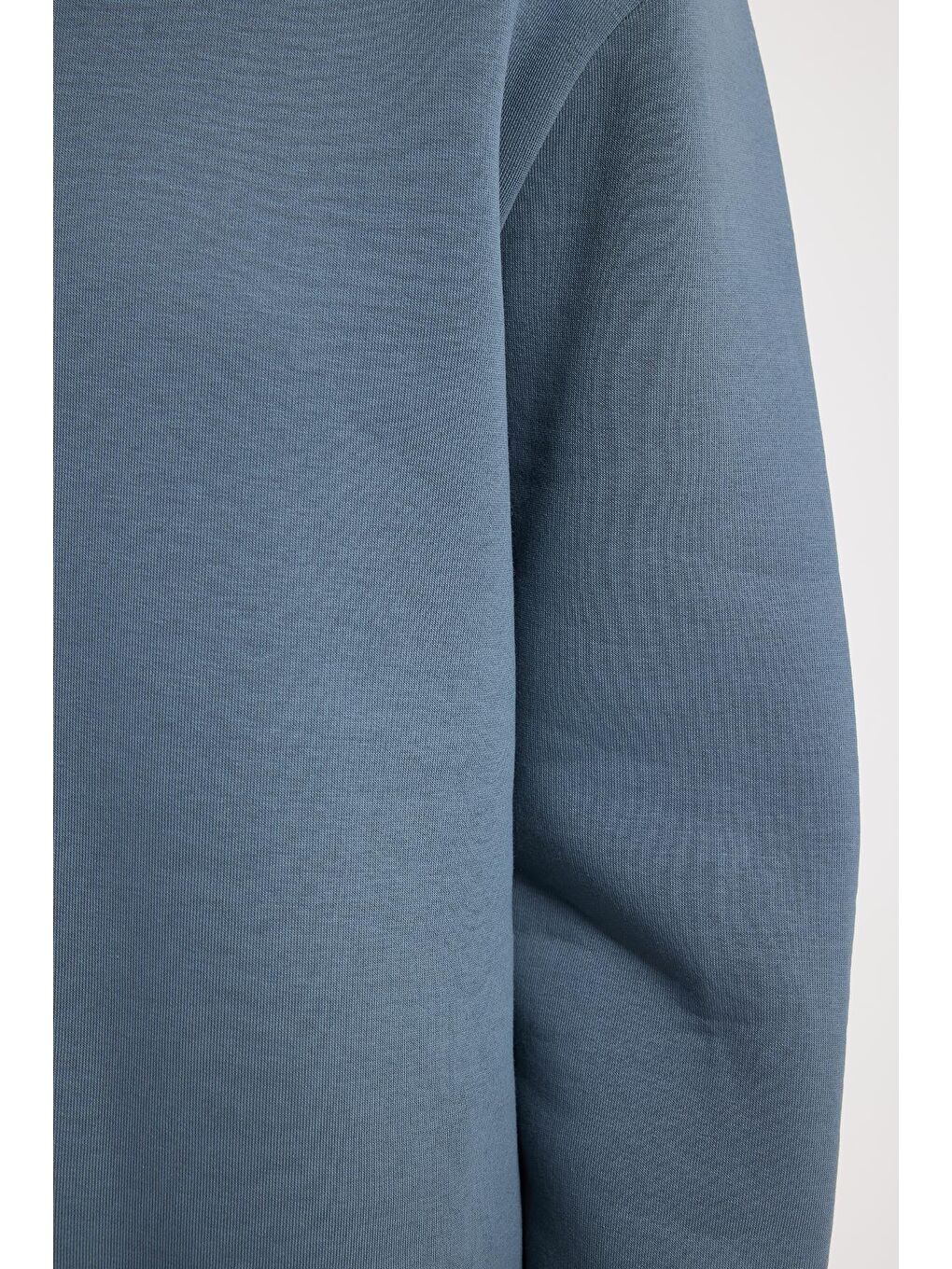 Kadın Oversize Geniş Kesim Pamuklu 3 İplik İçi Polarlı Basic Koyu Gri Bisiklet Yaka Sweatshirt-3