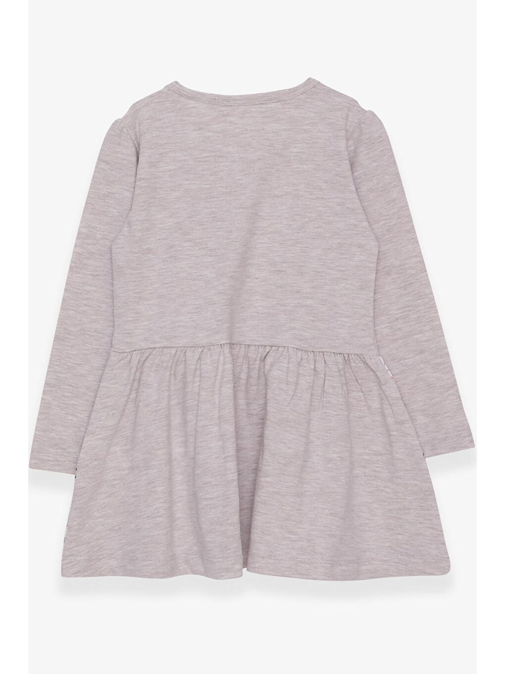 Kız Çocuk Uzun Kollu Elbise Çiçekli Baskılı Desenli Bej Melanj (3 Yaş)-1