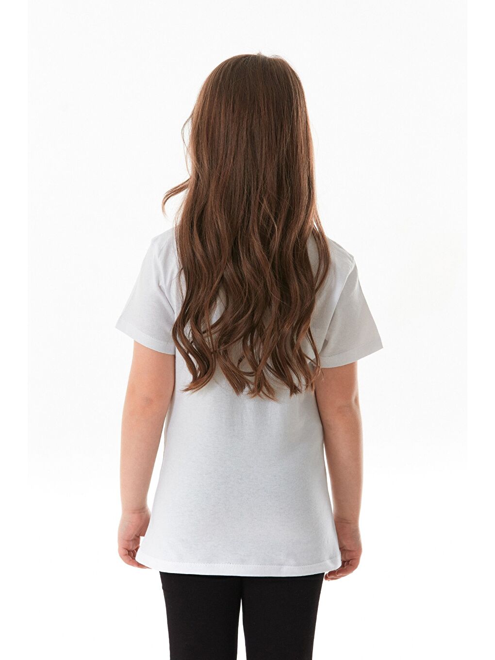 Beyaz %100 Pamuk Simli Love Yazı Baskılı Kız Çocuk Tişört-3