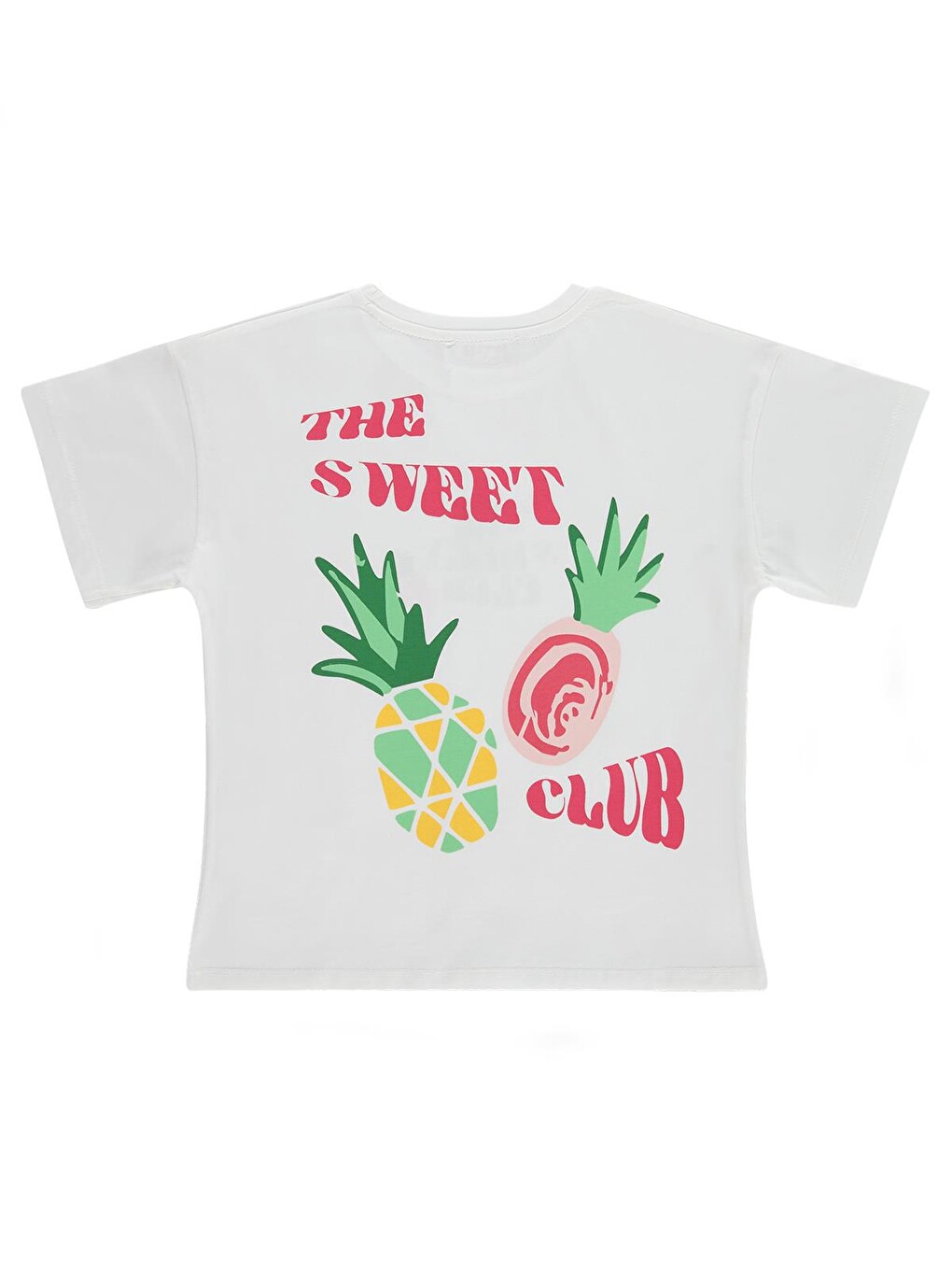 Girls Ananas Baskılı 6-9 Yaş Tişört - Ekru-1